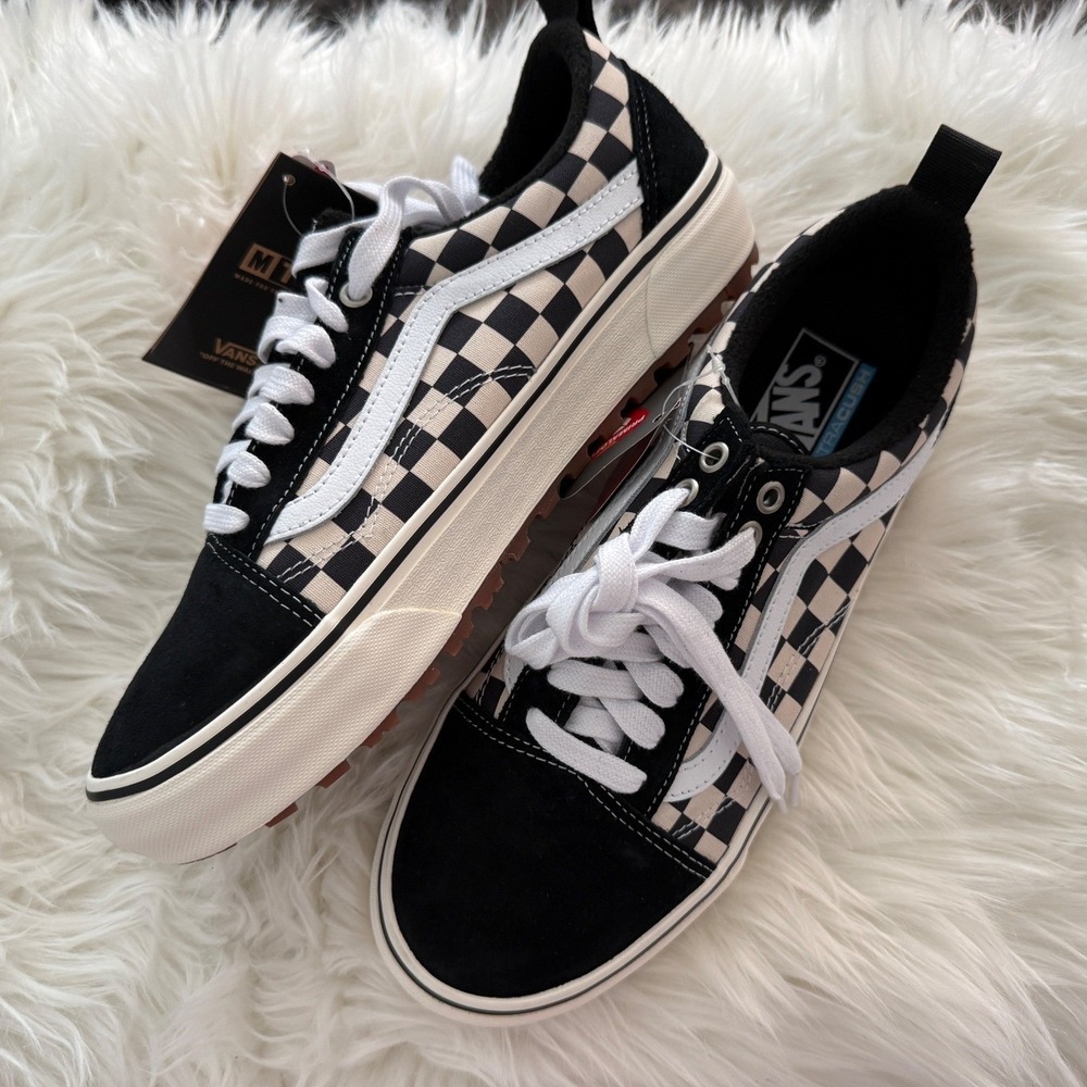 Vans Old Skool MTE 1 Checkerboard Men's Shoes NEW 9.5 Insulated Black White‎
